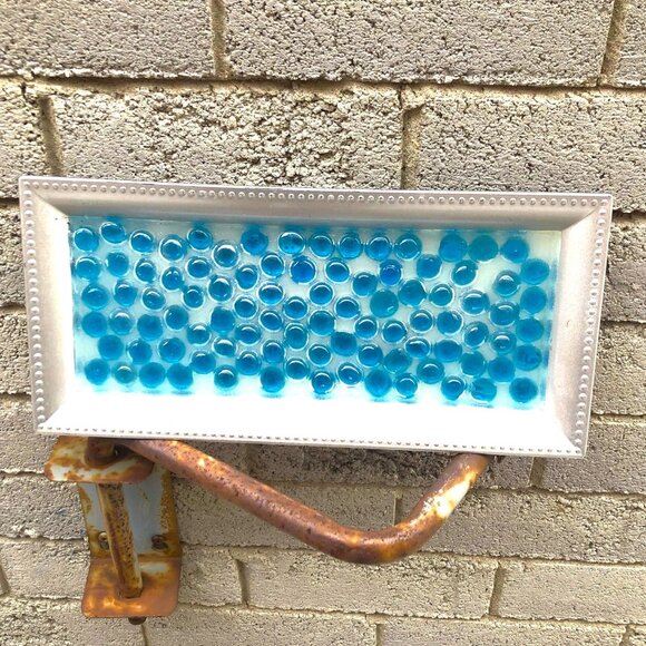 Elegant Marble Glass Blue Gemstone Vanity Tray - Picture 2 of 3